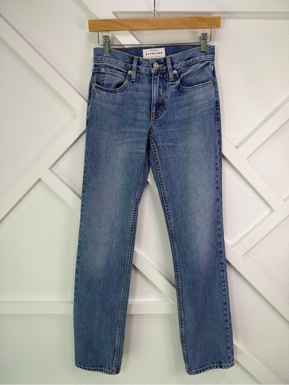 SLVRLAKE  High Rise Straight Leg Jeans 100% Cotton Blue Denim USA Size 23